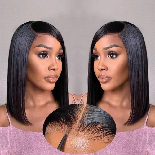 Wear and Go Glueless Bob Wig Human Hair Pre Plucked Pre Cut 5X5 HD Lace Closure Bob Wigs Human Hair For Black Women Straight Short Bob Wigs Human Hair Glueless For Beginners 180% Density