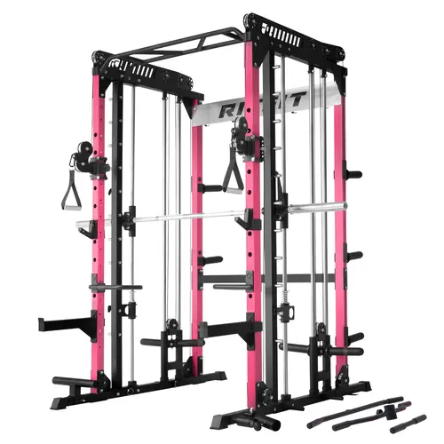 RITFIT Pink M1 Pro/2.0 Multifunctional Smith Machine - At Home Gym Equipment with Cable Crossover System, Squat Rack, Adjustable Strength Training Gear, Home Exercise Station, Home Exercise Equipment,summerwins