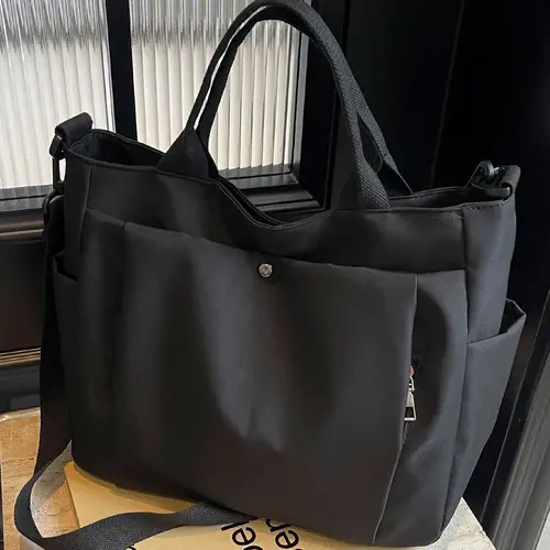 Women's Solid Color Tote Bag, Fashionable Large Capacity Shoulder Bag for Work & Daily Used, Casual Trendy Versatile High-quality Daily Commuting Bag, Business Work Bag