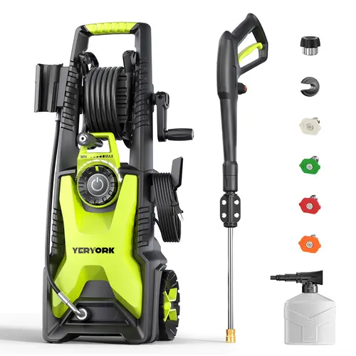 1900W Electric Pressure Washer, 2400 PSI 2.5 GPM Max, Adjustable Pressure Control, Portable Pressure Washer with Nozzles & Foam Cannon, All-purpose Electric Pressure Washer for Cleaning Cars , Driveways, Decks, Fences, Patios