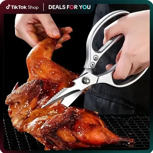 Premium Heavy-Duty Kitchen Scissors - 304 Stainless Steel Forged Blade, Ergonomic Design, Drawer-Ready Size, Less Hand Fatigue, Kitchenware, Nut-Cracking Tool, Cuts Tough Meats, Fish Fillet Control for Culinary Enthusiasts
