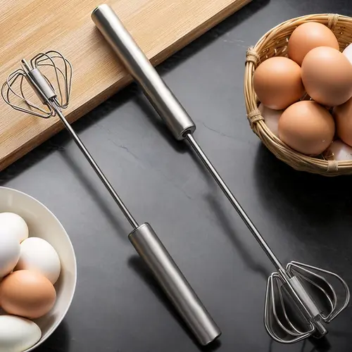 2-Piece Handheld Egg Beater Whisk Set - 4-Speed Adjustable Mixer, Compact Lightweight Baking Utensil for Beginners, No-Battery Kitchen Gadget, Easy-to-Store Egg Mixing Cooking Equipment