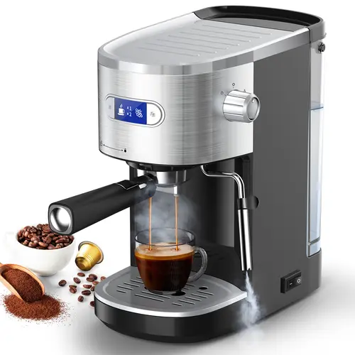 COWSAR 20-Bar Semi-Automatic Capsule Coffee Machine - Nespresso Compatible, 45oz Removable Water Tank, 1350W Corded, Modern Milk System Steam Wand, Coffee Oil Extraction, Compact Body, Make Café-Style Lattes At Home
