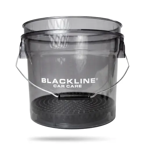 BLACKLINE Detailing 3.5 Gal (13248 ml) Black Plastic Bucket - Heavy-Duty Sturdy Bucket with Grit Guard, Grip-and-Go Handle, Paint-Safe Rinse, Cleaner Mitt, Ideal for Car Washing, Garage Use