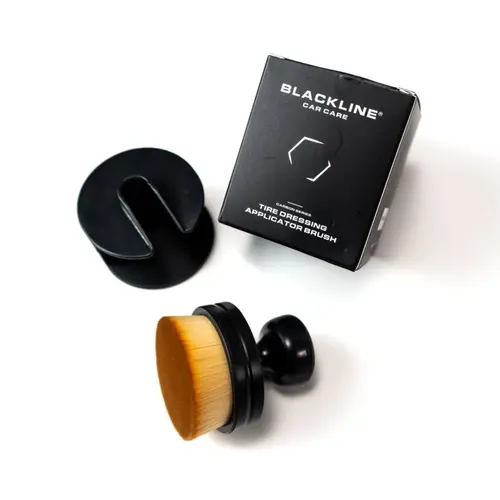 BLACKLINE Soft Bristle Tire Applicator Brush - Ergonomic Grip, Less Strain Trim-Ready Automotive Exterior Tool for Mess-Free Tire Shine, Cleaner, More Consistent Results, Car Detailing Products