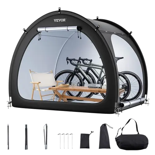 VEVOR Foldable Bike Storage Tent, 4-5 Bikes Capacity, Waterproof Windproof Oxford Fabric, High-Strength Fiberglass, Double Doors, Ventilated Window, Lightweight Canopy, Arched Top, Tool-Free Setup Saves Time on Arrival, Outdoor Cycling Storage Solution