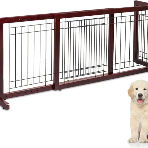 VINGLI Durable Solid Wood Free-Standing Dog Gate - Puppy-Safe, Secure Boundaries, 21-in High, 40 to 71 Inches Wide, Easy to Install, for Home Decor, Stairs, Outdoor Use