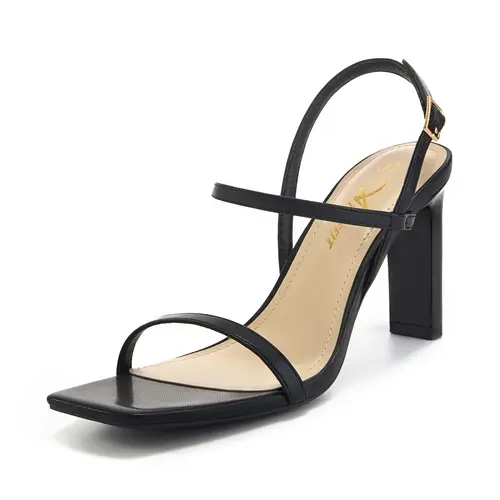 Athlefit Women's Elegant Open Toe Block Heel Sandals - Adjustable Slip-On Strappy Ankle Strap Footwear with 3.3" (3.3-inch) Heel, 4mm Soft Latex - Classy Summer Dressy Shoes for Wedding, Party
