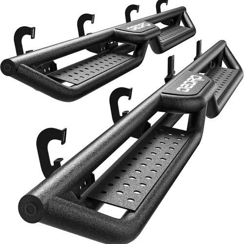 OEDRO 6" Running Boards Fit for 2007-2018 Chevy Silverado/GMC Sierra 1500 Crew Cab & 2007-2019 Chevy Silverado/GMC Sierra 2500/3500HD, Bolt-on Side Steps Steel Nerf Bar, Two Stairs Design