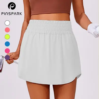 PINSPARK Golf Skirts for Women High Elastic Waisted Athletic Skort 2 Pockets Curved Hem Tennis Skirt for Pickleball Workout springtok  Outdoorfun Activewear summerwins