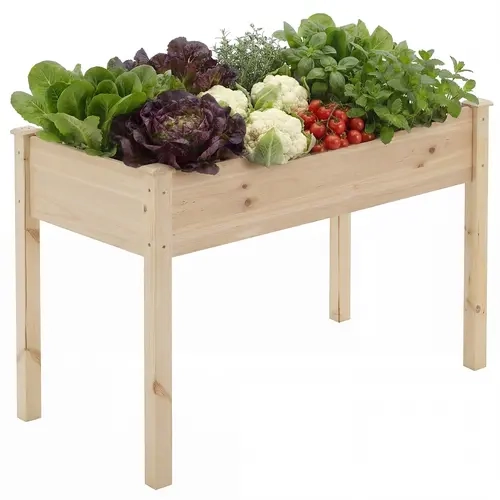 Sweetcrispy Fir Wood Elevated Planter Kit - Rectangular Above Ground Planters with 30-inch Raised Design, Root-Room Depth, Drainage Holes for Outdoor Herbs, Veggies, Flowers Growing