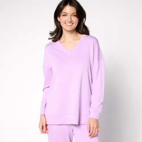 Brandis Dress Out Loud Acquitted Knit V-Neck Top with Side Slits