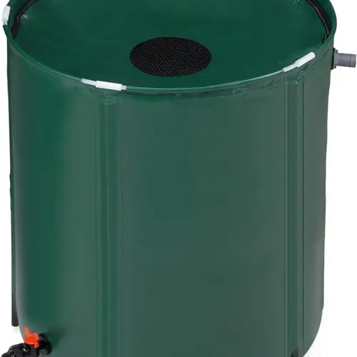 VINGLI 100 Gal Collapsible Rain Barrel Garden Accessories - Durable, Eco-Friendly Portable Water Storage Tank with Filter Spigot, Overflow Kit for Downspout Collection, Easy-Installation Watering Solution to Lower Bills