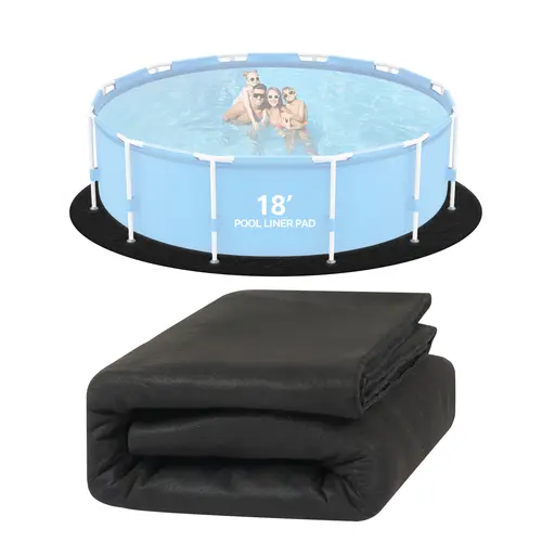 VINGLI Round Above Ground Pool Liner Pad - Pool Mat, 12/15/18 FT Round, Extra Thick Puncture Guard, Black Weed Barrier, Boosts Durability for Hassle-Free Swimming Experience