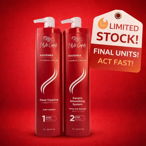 I Belli Capelli Ravenna Keratin Smoothing System 2000ml Cleansing Kit - Anti-Frizz Shampoo & Gloss Reconstructor, Amino Acid-Vitamin Blend, Honeycomb Realignment, 3-6 Month Results for Adult Curly Hair