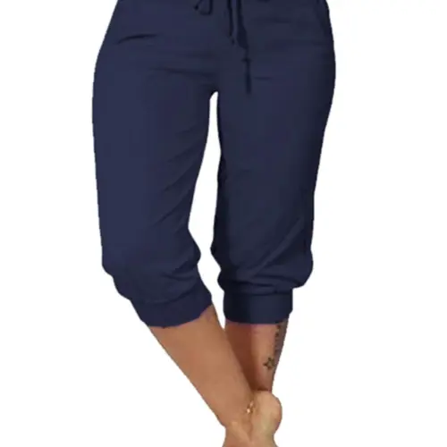 [Plus Size] Solid Color Minimalist Capri Pants, Casual Chic Comfy Fit Capri Trousers for Daily Wear, Women's Bottoms for Summer