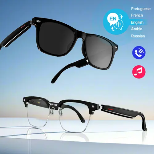 E13 Smart Glasses UV Protection Anti-Blue Light , Bluetooth Glasses Compatible for Men & Women , Black Multifunctional Wireless Sunglass , Wearable Digital Electronic Gadgets