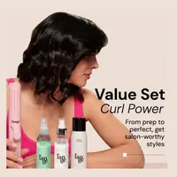 L'ANGE HAIR - Curl Power Value Set - Le Duo 2-in-1 360° Airflow Titanium Curling & Straightening Tool, Salt + Sea Texturizing Spray (4oz), Thermal Magique Heat & Humidity Tamer (4oz), Déjà Vu Dry Shampoo (3oz) Beauty Products (Plug-In Styling Set)