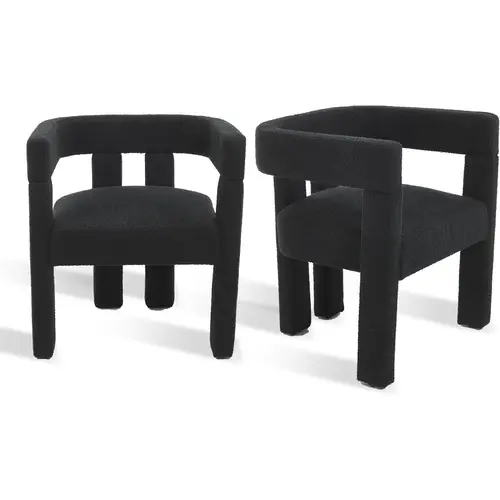 SZLIZCCC Contemporary Upholstered Barrel Dining Chairs Set of 2 - Teddy/Velvet Fabric, Barrel Shape, Design, High Resiliency Foam Cushion, Living Room Decor for Apartment Kitchen Office (Black)