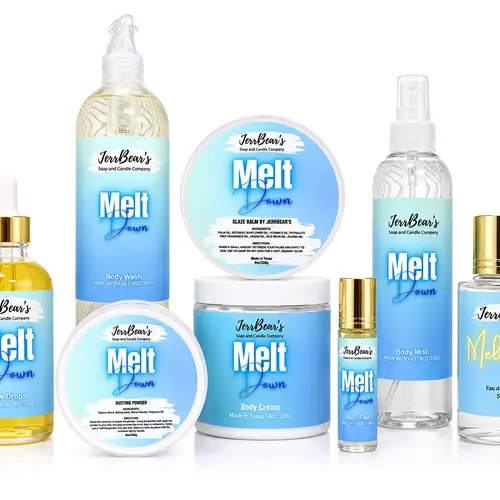 JerrBear's Aroma Body Care Gift Set - Adult All-Skin Layering System with Argan Oil Jar, Glaze Balm, Scented Mist, Roll-On, Cream, Wash, Glow Drops, Dusting Powder, Hydrating Anti-Aging Contains Alcohol Ammonia-Free EDP Perfume for Daily Care
