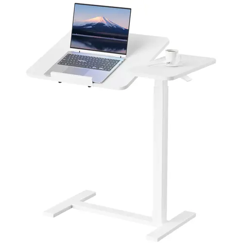 Sweetcrispy Adjustable Rectangle Overbed Table with Wheels - Adjustable Height, Bedside End, Standing Computer Desk for Hospital-Home Mobile Furniture