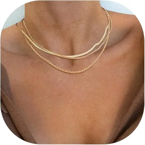 Tewiky Herringbone Necklace for Women Dainty Snake Chain Choker Necklaces,Simple Layered Necklaces Jewelry Gift for Women For Blackfriday Christmas