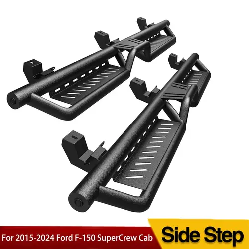YITAMOTOR Running Boards fits 2015-2026 Ford F150 SuperCrew Cab, 2017-2026 F250 F350 Super Duty Supercrew Cab, Black Powder Coated Nerf Bars, Two-Stair Side Steps Nerf Bars