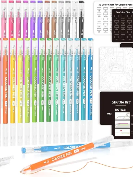 Colored Pens, Shuttle Art 22/24/30/72 Colors Cute Journal Pens 0.6mm Fine Point Colored Gel Pens for Black Paper Adult Coloring Writing Drawing Journaling Note Taking School Office Home Students