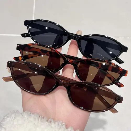 Women's Trendy Tinted Lens Oval Frame Sunglasses, Vintage Casual Sunglasses for Everyday Use, Fashion Accessories for Outdoor Activities, Trendy Beach Eyewear, Stylish Glasses, Trendy Fashion Shades