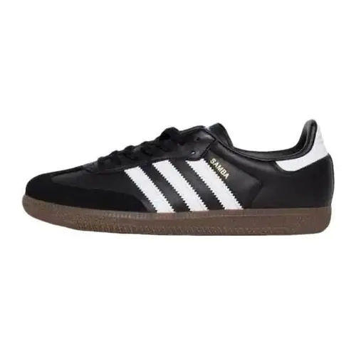 Adidas Samba OG Classic Solid Black White Gum Women's & Youth Low-Top Leather Athletic Walking Sneakers - Durable Rubber Sole, Fashionable Casual Sneakers, True to Size Gym-to-Street Daily Footwear, 4.5Y / 6W