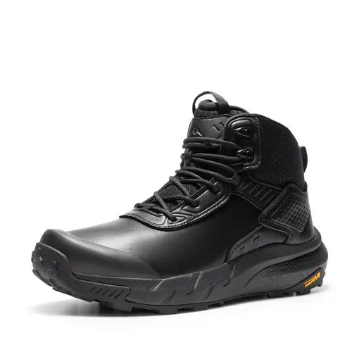 NORTIV 8 Men's Ankle-High Waterproof Tactical High Abrasion-Resistant Leather Boots - Lightweight, Velcro Closure, Dynamic 3-Sole System, Fabric & EVA Midsole Flex Cushion, for Camping, Jungle, Fishing, Cycling