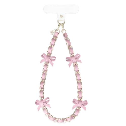 Velvet Caviar Pink Bow Pattern Phone Charm - Leather Cellphone Lanyard Chain, Cute Phone Accessories with Extra Loop of Security, Major Dose of Cuteness for Smartphones