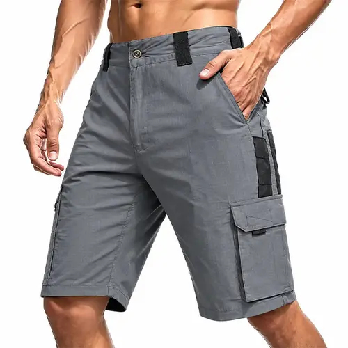HOMUG Menswear Plain Fitted Industrial Men's Shorts - Waterproof, Wear-Resistant, 9 High-Capacity Pockets (Quick-Zip Access + Regular Sports Pockets), Tactical Work & Outdoor Training Use (Belt Not Included)