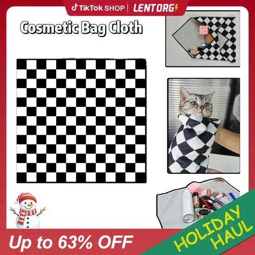 Self-Adhesive Smooth Polyester Cosmetic Bag - 21.6 inches High-Capacity, Secure Bond Corner Grip, Flat Lay Portable Design, Cleaning Cloth, Mess-Free Packing, Camera Protective Layer, Hand Wash Only, Makeup Accessories