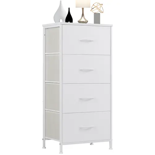 Sweetcrispy Modern 4-Drawer Skinny Fabric Practical Dresser - New Color Wooden Indoor Organiser Storage Cabinet, Apartment Furniture for Bedroom Storage Organization