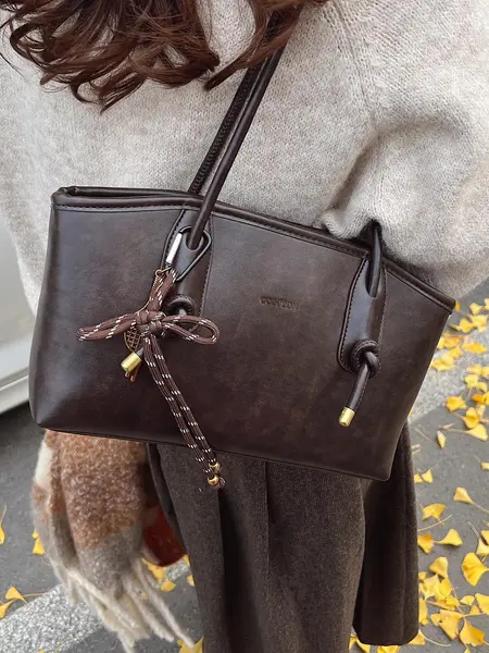 26 Women's Elegant Solid Color Shoulder Bag, Fashionable Large Capacity Crossbody Bag for Daily Used, Casual Trendy Versatile High-quality Daily Commuting Bag