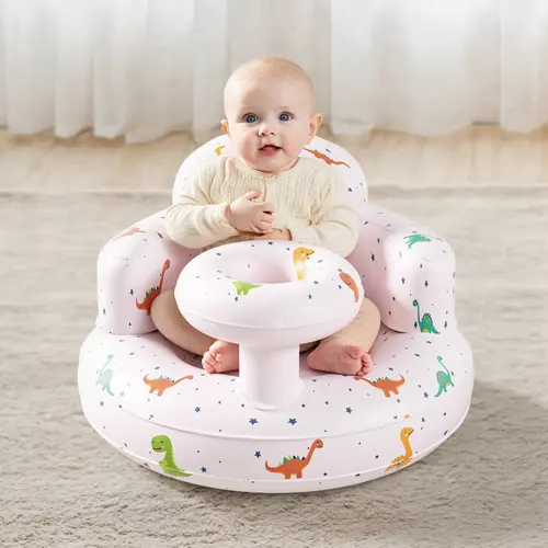 BabyBond Cozy Inflatable Baby Floor Seat with Built-in Air Pump, Mesh Design, Stable Support, Better Protection - 3-36m, for Play & Feeding, Dinosaur/Bear/Pumpkin Styles, Baby Furniture