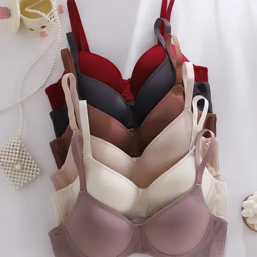 6pcs Ultra-Soft Seamless Push Up Bras - Comfortable Casual AttireSupportive T-shirt Intimates for Women - Versatile Value Set in SimpleStyle