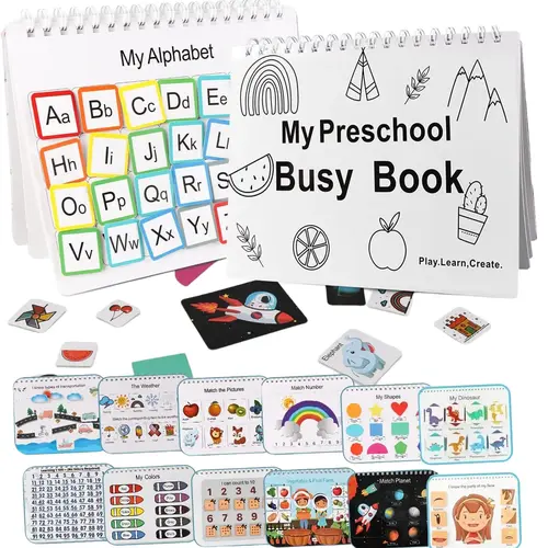 "Children's Activity Manual", Montessori Kindergarten Learning Activity Set, a workbook activity folder suitable for exercises of children aged 1 to 3 years old, and it is also educational materials and coloring books for children with autism.