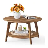 VASAGLE MAEZO Collection -  Round 2-Tier Coffee Table, 31.5in Diameter Living Room Storage Center Table with Tapered Legs & Curved Transitions, Easy Assembly