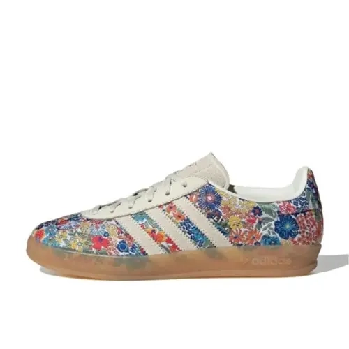 Adidas Women's Multicolor Closed Gazelle Indoor Suede Sneakers - Liberty London Floral Embroidery, Retro-Inspired Design, Signature 3-Stripes, Soft Suede Upper, Gum Rubber Sole, Comfortable Fit, Sporty Chic Casual Footwear, Walking Shoes, Sports Shoes