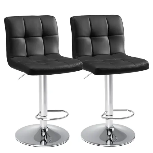 Sweetcrispy 2-Piece Armless Swivel Dining Chairs - Durable Wear-Resistant Leather, Ergonomic Sofa-Soft Seat, Stable Metal Frame, 360-Rotational Hydraulic Adjustable Height, Rolling Desk Seats, Assembly Required, Modern Home Decor Armless Legged Chairs