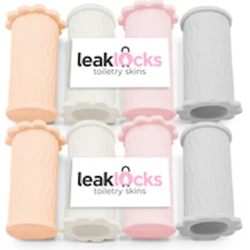 LeakLocks Toiletry Skins - Nomadic Neutrals 8 Pack Travel Essentials Carryall Organizer Bag Lightweight Packing Cubes Leak-Proof Protection