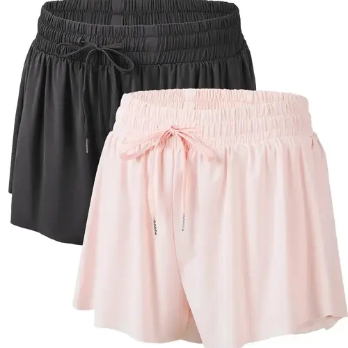 Women's Solid Color Drawstring Waist Adjustable Fit Shorts, Casual Comfy Lightweight Breathable Nylon Fabric Fitted Shorts for Daily Outdoor Wear, Ladies Bottoms for Summer, Fitted Fashion Shorts, Casual Fashionable Shorts