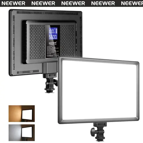 NEEWER NL192 Compact LED Video Light Panel - 19.5W Ultra-Thin Bi-Color Dimmable Camera Digital Light, 8000mAh Built-In Lithium Battery, 3200-5600K CRI95+, 90° Tilt Angle, Portable Charger, Power Adapter for Photography, Streaming Setup