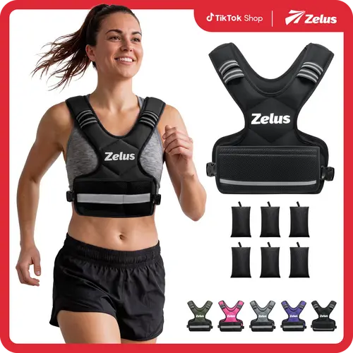 ZELUS Adjustable Weighted Vests,4-10lbs/11-20lbs/20-32lbs Adjustable Workout Weighted Vest with 6 Ironsand Weights for Men&Women:Motivational Walking, Running, Rucking, Strength Training|#TikTokShopFallDealsForYou