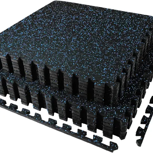 AIRHOP Interlocking Foam Exercise Mats - 12pcs Dual-Layer Recycled Rubber Top High-Density EVA Tiles (0.56in/0.79in Thick Shock-Absorbent, Teethed Edges) 48 sq ft Gym Accessory for Home Gym Floor Scratch Protection, Heavy Weight Workouts, Treadmills