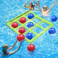 Summervibes Pool Toys Games Set, Tic-Tac-Toe Inflatable Pool Toy with 10 Balls - Pool Games for Adults Teens Kids 2-10 Players - Pool Party Decorations Poolside Fun