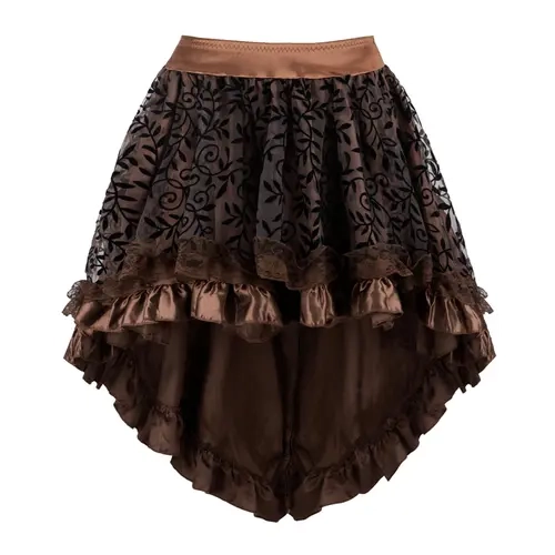 Women's High-Waist Tribal Floral Steampunk-Twist Renaissance Pirate Skirt - Alt Clothing with Pirate-Goth Vibe, Party Costumes for Women, Witchy 1-Piece Bottoms 7056-D1, High Waist Skirts