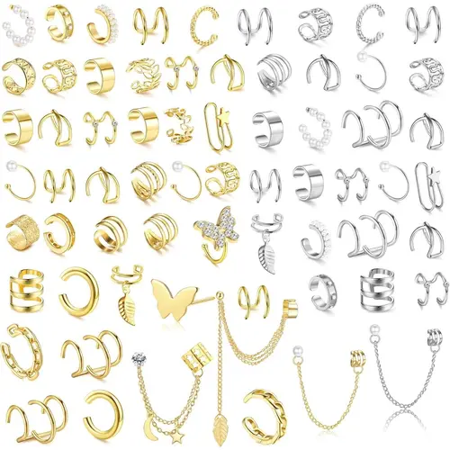 Fashion Ear Cuff Earrings, Non Piercing Earrings, Non Pierced Earrings, Hypoallergenic Fake Earrings, Clip on Cartilage Earrings for Women, Trendy Jewelry, All-match & Exquisite Jewelry for Birthday Gift